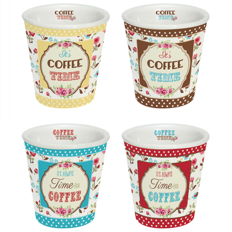 Set 4 bicchierini caffè in porcellana 100 ml in scatola regalo