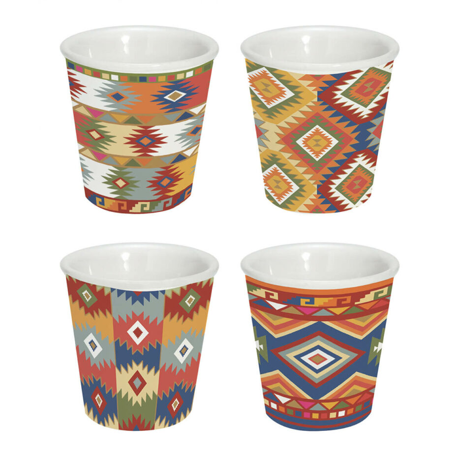 Set 4 bicchierini caffè 100 ml in porcellana AZTEC
