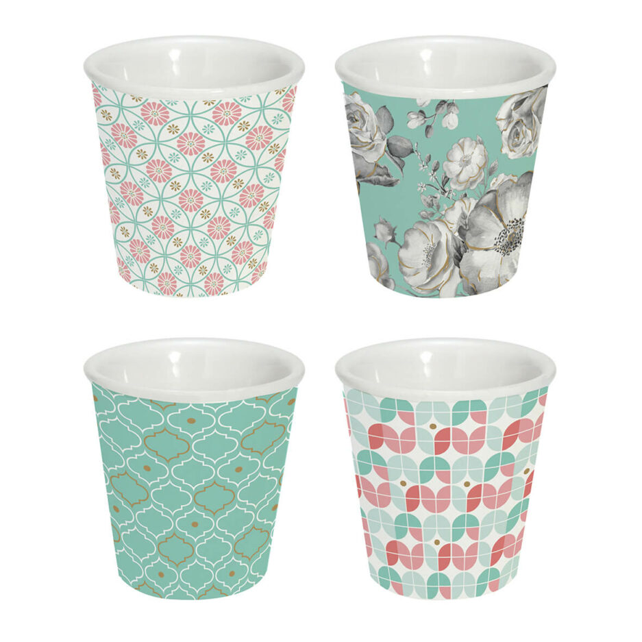 Set 4 bicchierini caffè 100 ml in porcellana TREND & COLOR GREEN